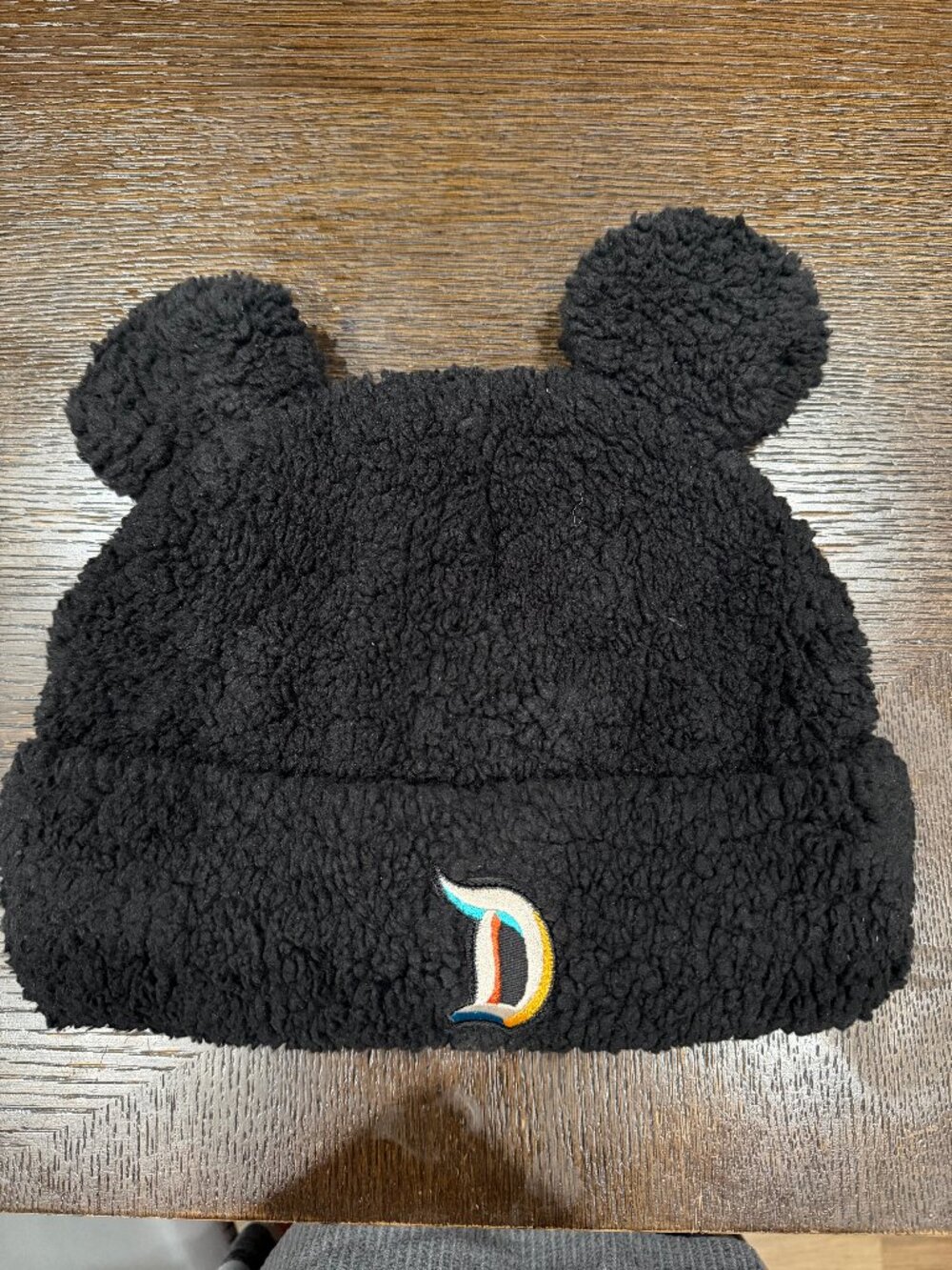 Disney Parks Black Sherpa Mickey Ear Beanie Hat - One Size